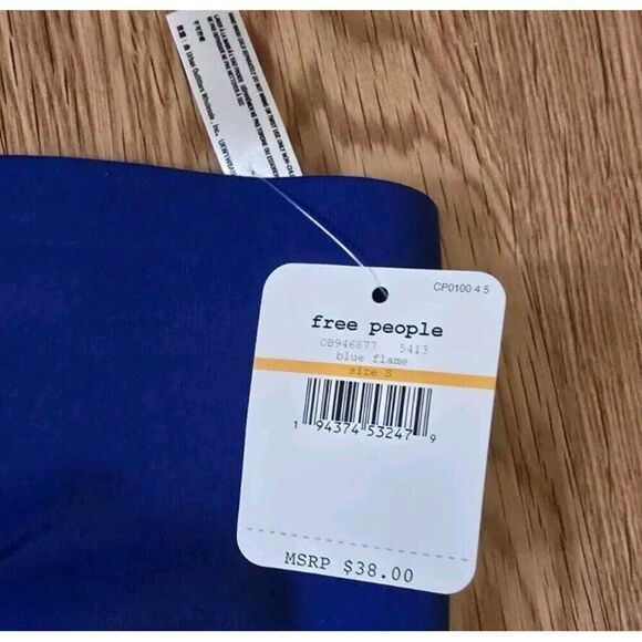 Free People Bralette Womens Small Blue Nina Bandeau Stretchy Strapless NEW - Picture 2 of 5